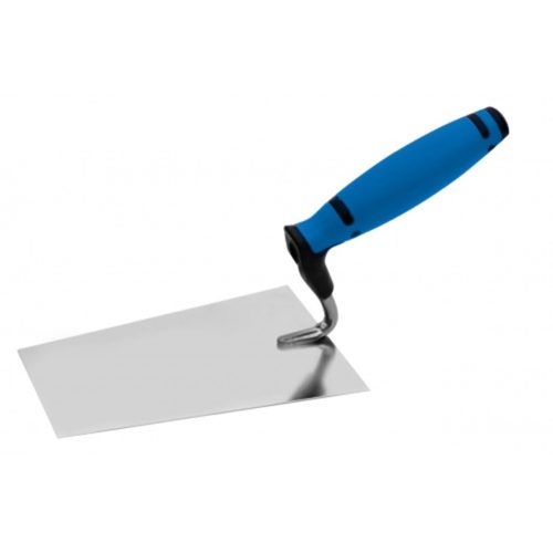 Truelle col de cygne lame carré acier inoxydable avec poignée plastique bi-matière 180 mm